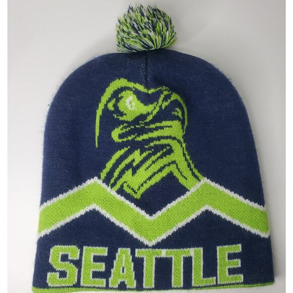 Unbranded Seattle Seahawks Hawks 12 Football Beanie Hat Stocking Cap - Picture 4 of 4